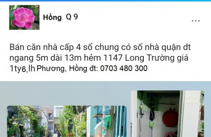 Bán nhà P Long Trường q9, tp HCM